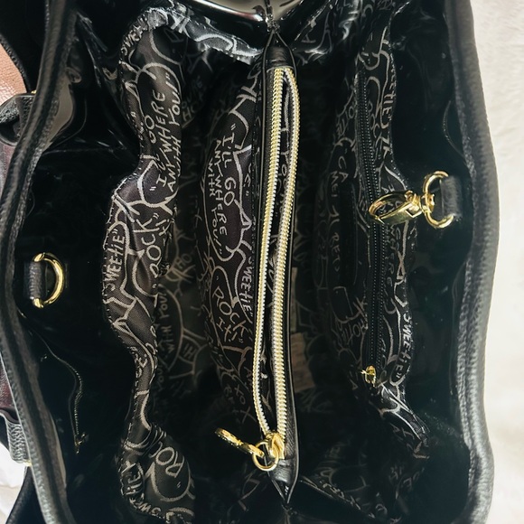 Betsey Johnson Black and Cream Satchel with Dramatic Bow - Picture 10 of 10